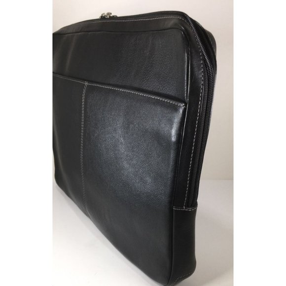 Cole Haan Mens Black Leather Double Two Way Zip Laptop Attache Briefcase - Picture 11 of 12